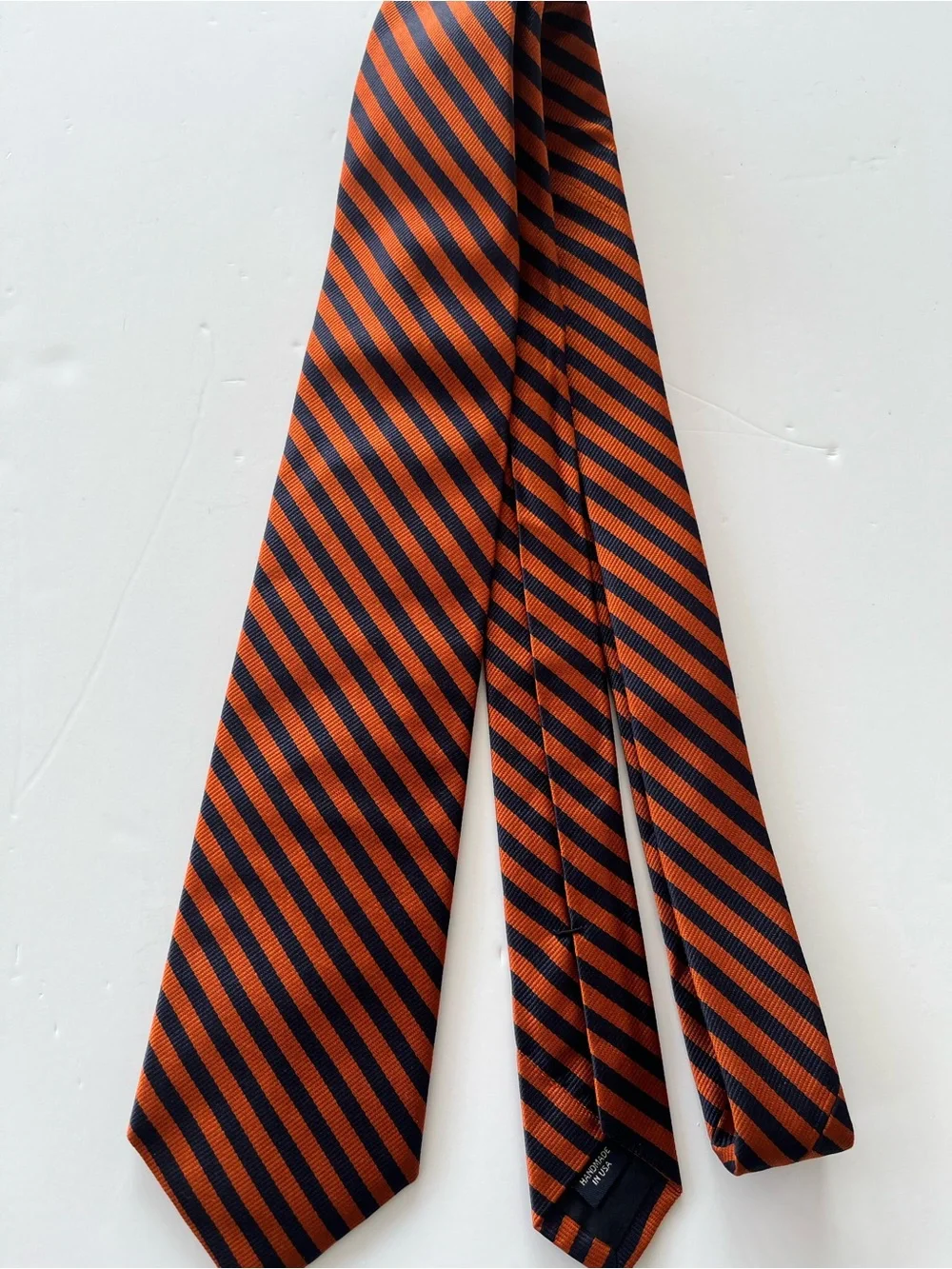 J.Crew 100% Silk Tie-Orange and Navy Diagonal Stripes